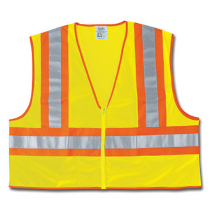Fluorescent Line Safetyvest W/ Orng/Sil Stripes (611-Wccl2Lxl) View Product Image