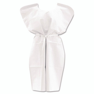Medline Disposable Patient Gowns, 3-Ply Tissue Poly Tissue, 30" x 42", White, 50/Carton View Product Image