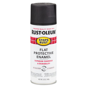 Rust-Oleum Industrial Stops Rust Protective Enamel Spray Paint  12 Oz Aerosol Can  Black  Flat Finish (647-7776830) View Product Image