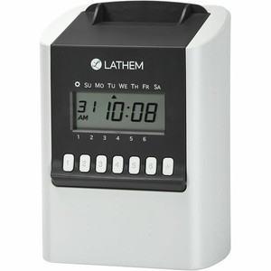 Lathem 700E Calculating Electronic Time Clock - Card Punch/Stamp - 100 Employees - Digital Product Image 