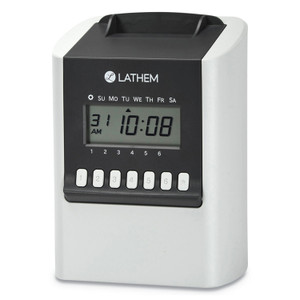 Lathem Time 700E Calculating Time Clock, Digital Display, White View Product Image