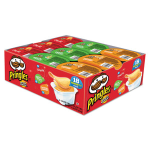 Pringles Potato Chips, Variety Pack, 0.74 oz Canister, 18/Box (KEB18251) View Product Image
