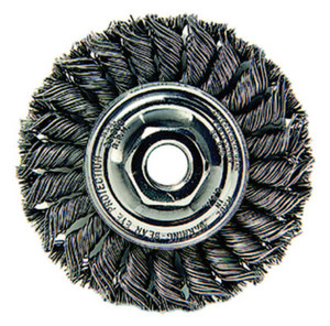 Weiler Standard Twist Knot Wire Wheel  4 In D X 1/2 In W  .02 In Steel  5/8-11 Unc Nut (804-13120) View Product Image
