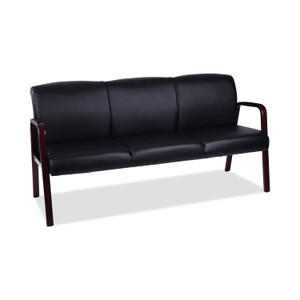 Alera Reception Lounge WL 3-Seat Sofa, 65.75w x 26d.13 x 33h, Black/Mahogany (ALERL2319M) View Product Image