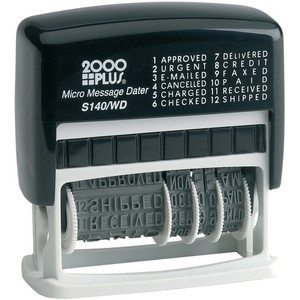 Cosco 2000 Plus Micro Message 6-year Dater Stamp - Message/Date Stamp - APPROVED, URGENT, E-MAILED, CANCELLED, CHARGED, CHECKED, CREDIT, FAXED, PAID, RECEIVED, SHIPPED, ... - 0.16" Impression Width x 11.06" Impression Length - 5000 Impression(s) Product Image 