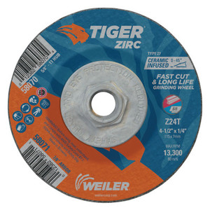 4-1/2 X 1/4 Tiger Zircty27 Grind Whl   5/8-11 (804-58070) View Product Image