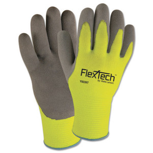 Wells Lamont Flextech Hi-Visibility Knit Thermal Gloves W/Latex Palm  X-Large  Gray/Green (815-Y9239TXL) View Product Image