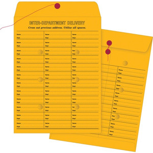 Quality Park 10 x 13 Double Sided Inter-Departmental Envelope - Inter-department - 10" Width x 13" Length - 28 lb - String/Button - Brown Kraft Product Image 