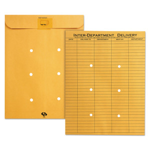 Quality Park Brown Kraft Resealable Redi-Tac Interoffice Envelope, #97, One-Sided Five-Column Format, 10 x 13, Brown Kraft, 100/Box View Product Image