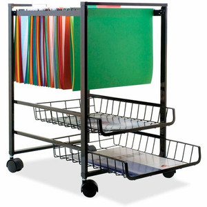 Vertiflex Mobile File Cart - 4 Casters - Steel - 16" Width x 13" Depth x 19.50" Height - Black Steel Frame - Black Product Image 