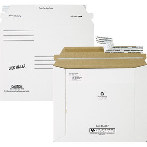 Quality Park Economy Disk/CD Mailers - Disc/Diskette - 7 1/2" Width x 6 1/8" Length - Self-sealing - White - Paperboard Product Image 