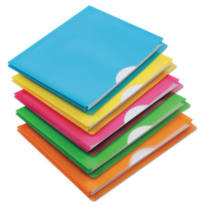 Pendaflex Glow Poly File Jacket, Straight Tab, Letter Size, Assorted Colors, 5/Pack View Product Image