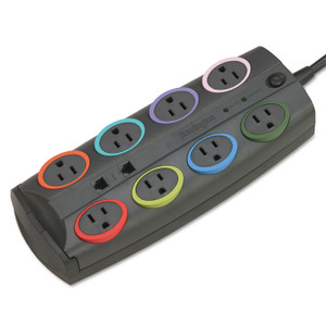 Kensington SmartSockets Surge Protector, 8 AC Outlets, 8 ft Cord, 3,090 J, Dark Gray View Product Image