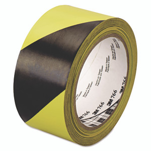 3M 766 Hazard Marking Vinyl Tape, 2" x 36 yds, Black/Yellow View Product Image