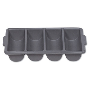 Rubbermaid Commercial Cutlery Bin, 4 Compartments, Plastic, 11.5 x 21.25 x 3.75, Plastic, Gray (RCP3362GRA) View Product Image