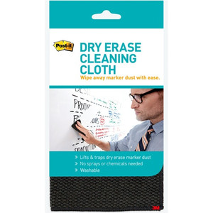 Post-it Dry-Erase Cleaning Cloth - 10.60" Width x 10.60" Length - Used as Dust Remover, Mark Remover - Washable - Black Product Image 