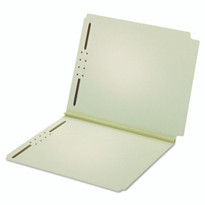 Pendaflex Dual-Tab Pressboard Fastener Folder, 2" Expansion, 2 Fasteners, Letter Size, Light Green Exterior, 25/Box View Product Image
