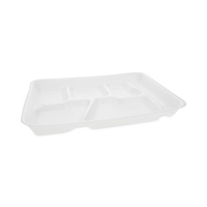 Pactiv Evergreen Foam School Trays, 6-Compartment Tray, 8.5 x 11.5 x 1.25, White, 500/Carton View Product Image