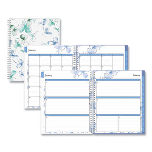 Blue Sky Lindley Weekly/Monthly Planner, Lindley Floral Artwork, 11 x 8.5, White/Blue/Green Cover, 12-Month (Jan to Dec): 2024 View Product Image