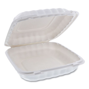Pactiv Evergreen EarthChoice SmartLock Microwavable MFPP Hinged Lid Container, 9 x 9 x 3.1, White, Plastic, 120/Carton View Product Image