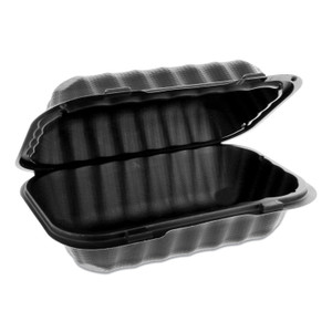 Pactiv Evergreen EarthChoice SmartLock Microwavable MFPP Hinged Lid Container, 9 x 6 x 3.25, Black, Plastic, 270/Carton View Product Image