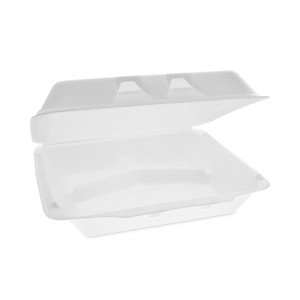 Pactiv Evergreen SmartLock Foam Hinged Lid Container, X-Large, 3-Compartment, 9.5 x 10.5 x 3.25, White, 250/Carton (PCTYHLW10030000) View Product Image