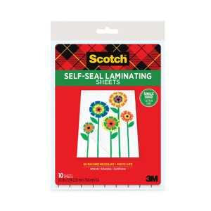Scotch Self-Sealing Laminating Sheets, 6 mil, 9.06" x 11.63", Gloss Clear, 10/Pack (MMMLS854SS10) View Product Image