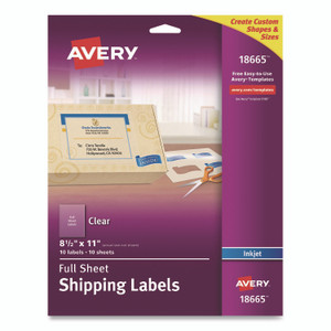 Avery Matte Clear Shipping Labels, Inkjet Printers, 8.5 x 11, Clear, 10/Pack View Product Image