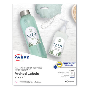 Avery Textured Arched Print-to-the-Edge Labels, Laser Printers, 3 x 2.25, White, 9/Sheet, 10 Sheets/Pack View Product Image