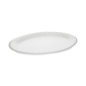 Pactiv Evergreen Placesetter Satin Non-Laminated Foam Dinnerware, Oval Platter, 11.5 x 8.5, White, 500/Carton (PCTYTH100430000) View Product Image