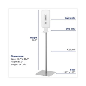 Dial FIT Touch Free Dispenser Floor Stand, 15.7 x 15.7 x 58.3, White View Product Image