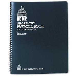 Dome Single Entry Monthly Payroll (50 Employee) Record, Double-Page 7-Column Format, Blue Cover, 11 x 8.5 Sheets, 128 Sheets/Book View Product Image