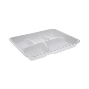 Pactiv Evergreen Foam School Trays, 5-Compartment, 8.25 x 10.5 x 1,  White, 500/Carton (PCTYTH10500SGBX) View Product Image