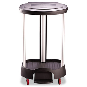 Rubbermaid Commercial Premium Step-On Linen Hamper, 30 gal, 20.38w x 22.25d x 37.88h, Aluminum/Plastic, Black View Product Image