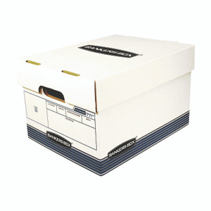 Bankers Box R-KIVE Heavy-Duty Storage Boxes, Letter/Legal Files, 10 x 15 x 12, White/Blue, 20/Bundle View Product Image