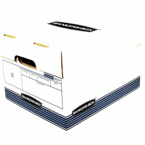 Bankers Box R-Kive Offsite File Storage Box - Internal Dimensions: 12" Width x 15" Depth x 10" Height - External Dimensions: 12.9" Width x 16.6" Depth x 10.3" Height - Lift-off Closure - Stackable - White, Blue Product Image 