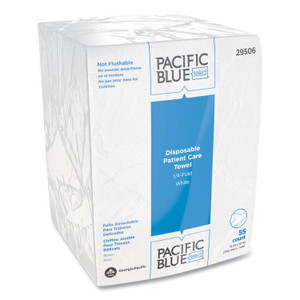 Georgia Pacific Professional Pacific Blue Select Disposable Patient Care Washcloths, 1-Ply, 10 x 13, Unscented, White, 55/Pack, 24 Packs/Carton (GPC29506) View Product Image