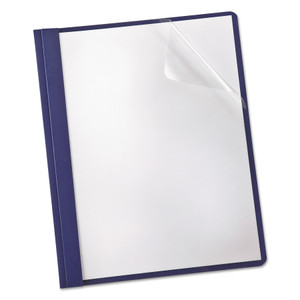 Oxford Clear Front Linen Report Cover, Three-Prong Fastener, 0.5" Capacity, 8.5 x 11, Clear/Navy, 25/Box View Product Image