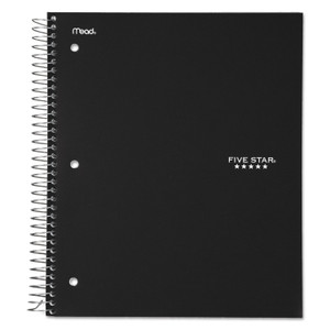 Five Star Wirebound Notebook with Four Pockets, 3-Subject, Medium/College Rule, Black Cover, (150) 11 x 8.5 Sheets View Product Image