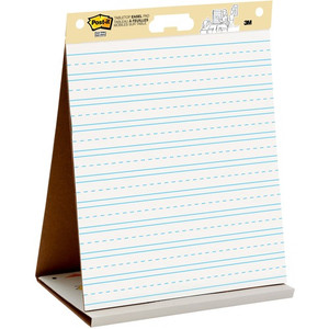 Post-it Tabletop Easel Pad with Primary Lines - 20 Sheets - Stapled - Primary Blue Margin - 18.50 lb Basis Weight - 20" x 23" Sheet Size Product Image 