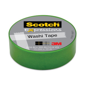 Scotch Expressions Washi Tape, 1.25" Core, 0.59" x 32.75 ft, Green (MMM70005188761) View Product Image