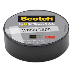 Scotch Expressions Washi Tape, 1.25" Core, 0.59" x 32.75 ft, Black View Product Image