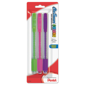 Pentel Clic Eraser COLORS Eraser, For Pencil Marks, White Eraser, Assorted Barrel Colors, 3/Pack View Product Image