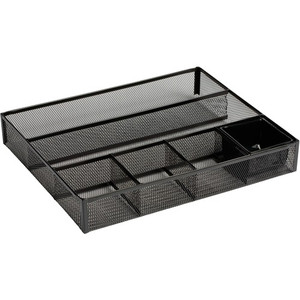 Rolodex Expressions Mesh Deep Drawer Organizer - 6 Compartment(s) - 2.38" Height x 15.18" Width x 11.88" Depth - Black - Steel Product Image 