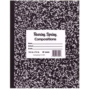 Roaring Spring Black Cover Flexcomp 10"x8" WM - 60 Sheets - 120 Pages - Printed - Sewn/Tapebound - Both Side Ruling Surface Product Image 