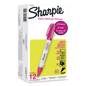 Sharpie Permanent Paint Marker, Medium Bullet Tip, Pink, Dozen (SAN2107621) View Product Image