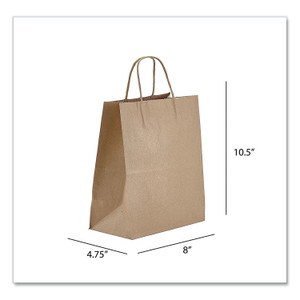 Prime Time Packaging Kraft Paper Bags, Tempo, 8 x 4.75 x 10.5, Natural, 250/Carton (PTENK8510) View Product Image