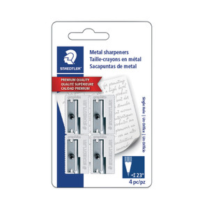 Staedtler Handheld Metal Pencil Sharpener, 1.13 x 0.63 x 0.5, Silver, 4/Pack View Product Image