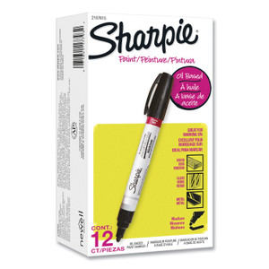 Sharpie Permanent Paint Marker, Medium Bullet Tip, Black, Dozen (SAN2107615) View Product Image