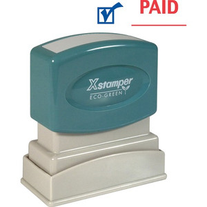 Xstamper Red/Blue PAID Title Stamp - Message/Date Stamp - PAID - 0.50" Impression Width - 100000 Impression(s) - Blue, Red Product Image 